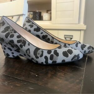 Cole Haan wedges.  Size 8.5B. W16101. Real fur. Died calf hair.